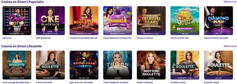 Wildz Casino jeux live