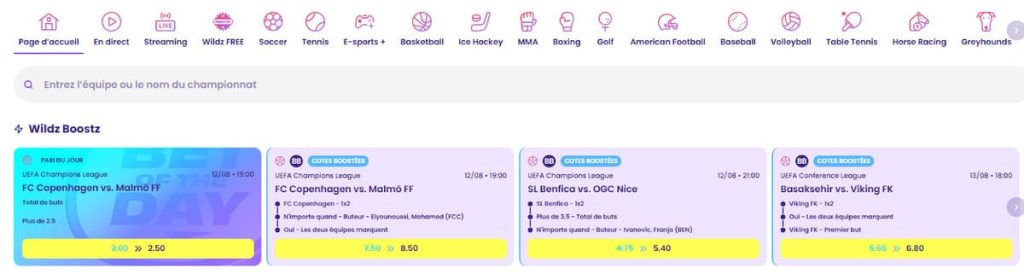 Wildz Casino paris sportifs